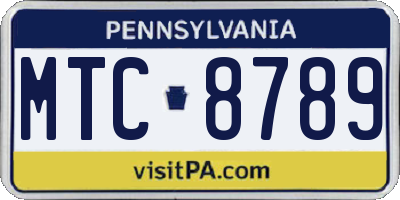 PA license plate MTC8789