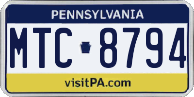 PA license plate MTC8794