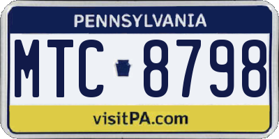 PA license plate MTC8798