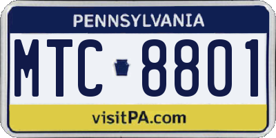 PA license plate MTC8801