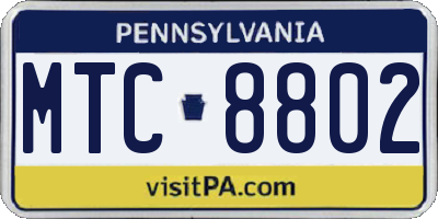 PA license plate MTC8802