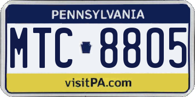 PA license plate MTC8805