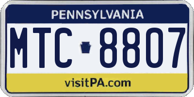 PA license plate MTC8807