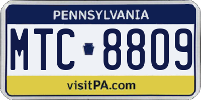 PA license plate MTC8809