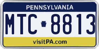 PA license plate MTC8813
