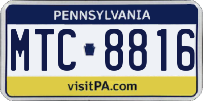 PA license plate MTC8816