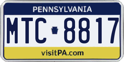 PA license plate MTC8817
