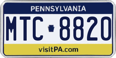 PA license plate MTC8820