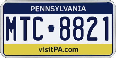 PA license plate MTC8821