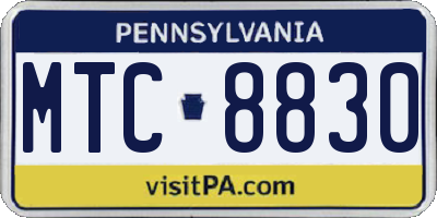 PA license plate MTC8830