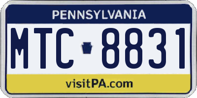 PA license plate MTC8831