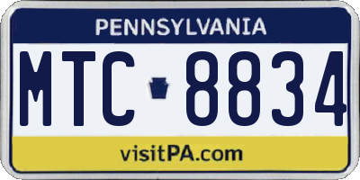 PA license plate MTC8834