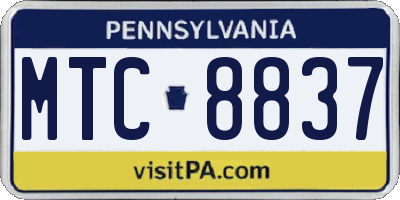 PA license plate MTC8837
