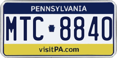 PA license plate MTC8840