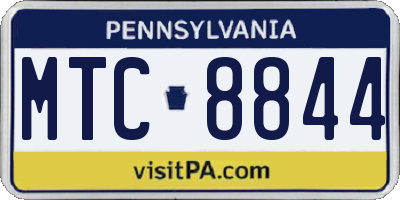 PA license plate MTC8844