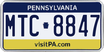 PA license plate MTC8847