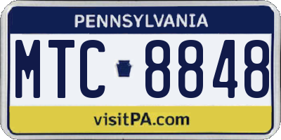 PA license plate MTC8848
