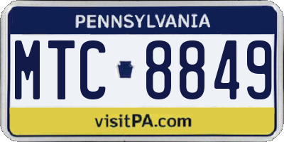 PA license plate MTC8849