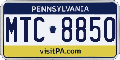 PA license plate MTC8850