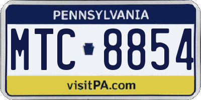 PA license plate MTC8854