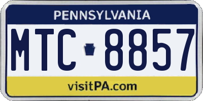 PA license plate MTC8857