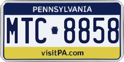 PA license plate MTC8858