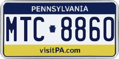 PA license plate MTC8860