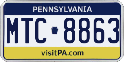 PA license plate MTC8863