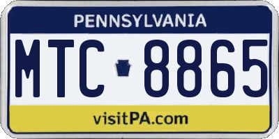 PA license plate MTC8865