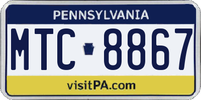 PA license plate MTC8867
