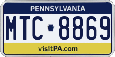 PA license plate MTC8869