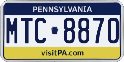 PA license plate MTC8870