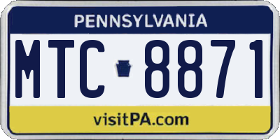 PA license plate MTC8871