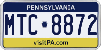 PA license plate MTC8872