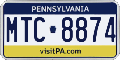 PA license plate MTC8874