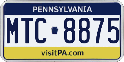 PA license plate MTC8875