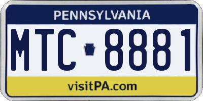 PA license plate MTC8881