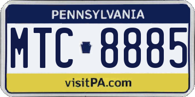 PA license plate MTC8885