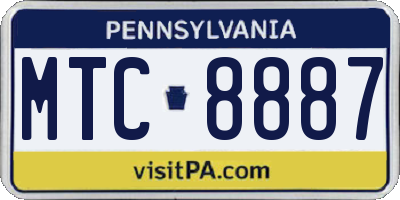 PA license plate MTC8887