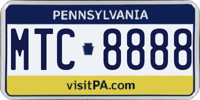 PA license plate MTC8888