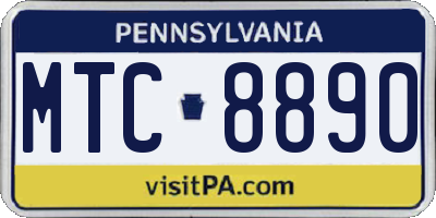 PA license plate MTC8890