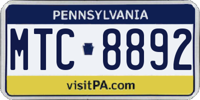 PA license plate MTC8892
