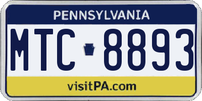 PA license plate MTC8893