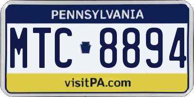 PA license plate MTC8894