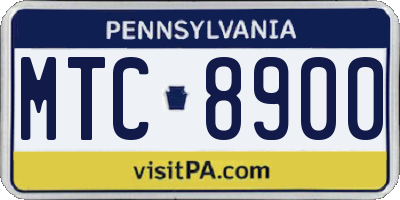 PA license plate MTC8900
