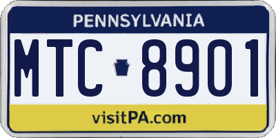 PA license plate MTC8901