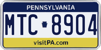 PA license plate MTC8904