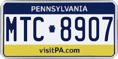 PA license plate MTC8907