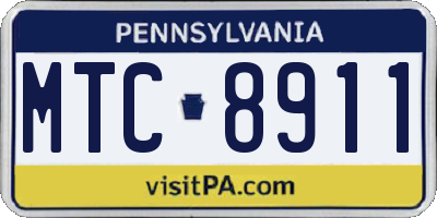 PA license plate MTC8911