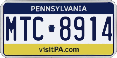 PA license plate MTC8914